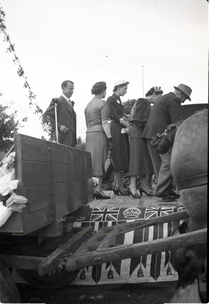 Dr AIDAN LONG - HELEN LONG (née Vlasto) - ESMÉE Lady CROMER - Lady CHURCHILL - FRED CATTERWAY perhaps Westerham Carnival (early 1950s).jpg